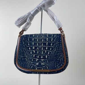 NWT Brahmin Small Nadine Saddle Bag Crossbody in Denim Quinze